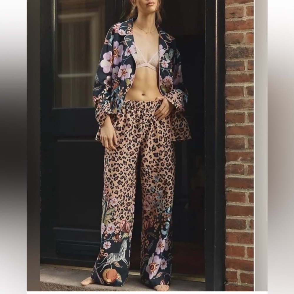 NWOT LyreBird Floral & Leopard Wide-Leg Pants - Anthropologie
